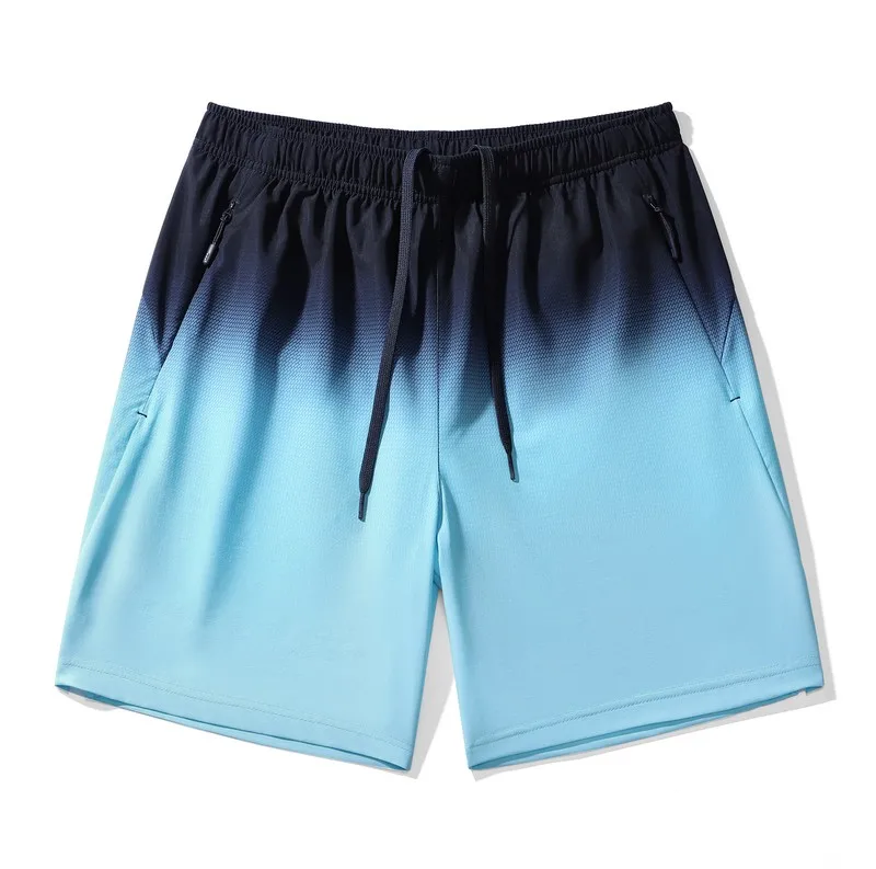 Men Gradient Color Shorts Breathable Loose Casual Outdoor Blue Black Shorts